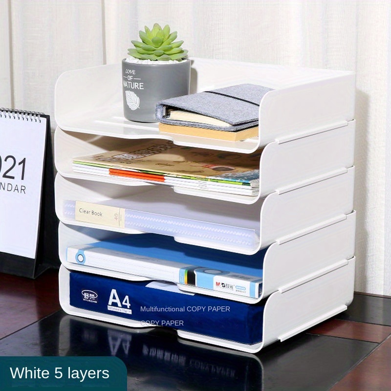 Wooden Desk Storage Document Organizer 4 Layers Office A4 - Temu