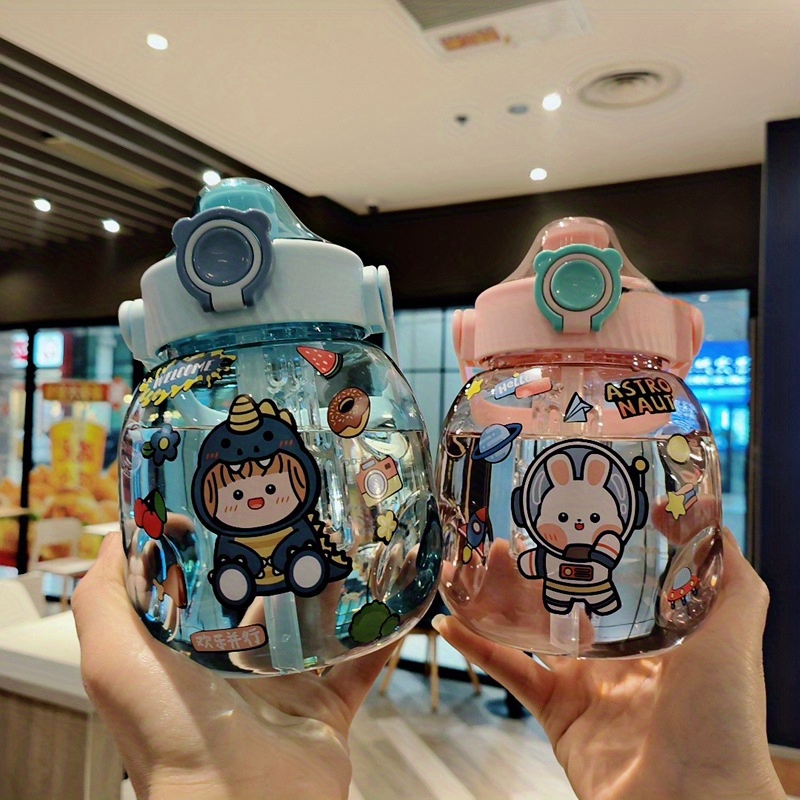 Large Capacity Water Cup, Cute Plastic Straw Cup Sports Water Bottle For  Children, Summer Big Belly Cup With Tea Filter - Temu