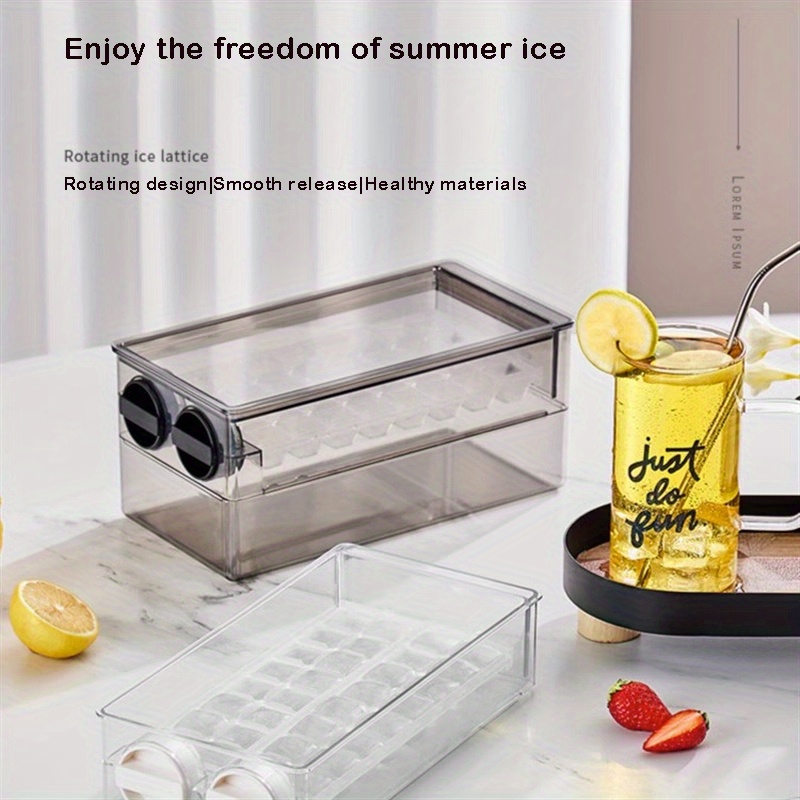 Metal Ice Tray Rack Freezer Ice Cube Tray With Lid And Storage Box