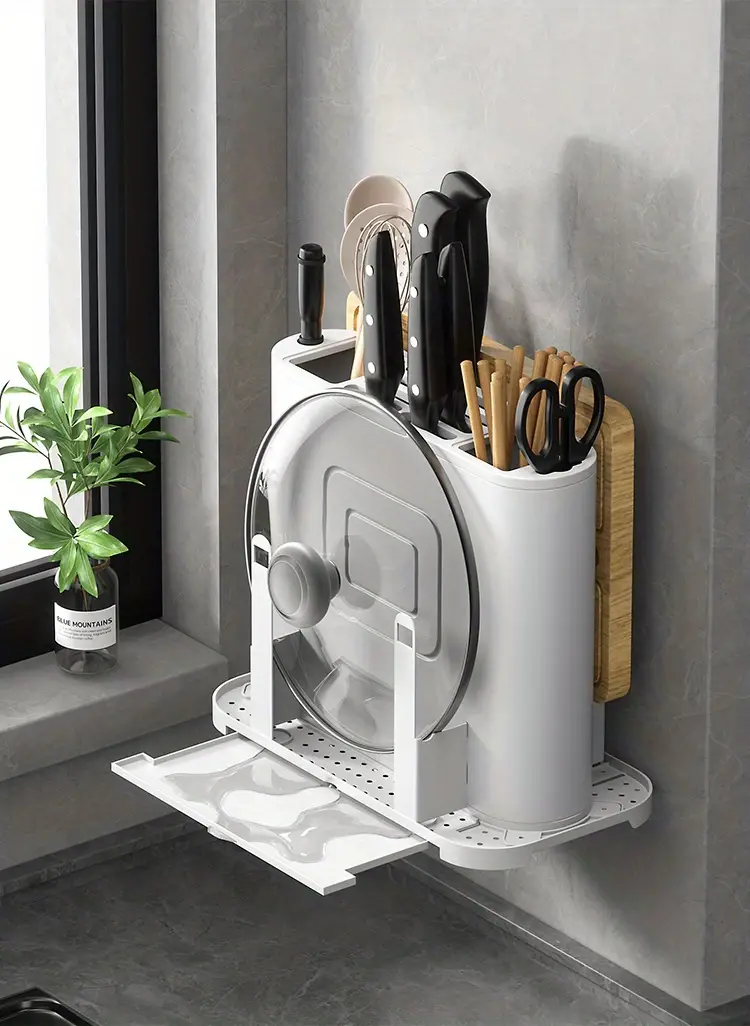 1pc dual use wall mounted knife block with chopstick holder and cutting board holder organize your kitchen essentials with ease details 5
