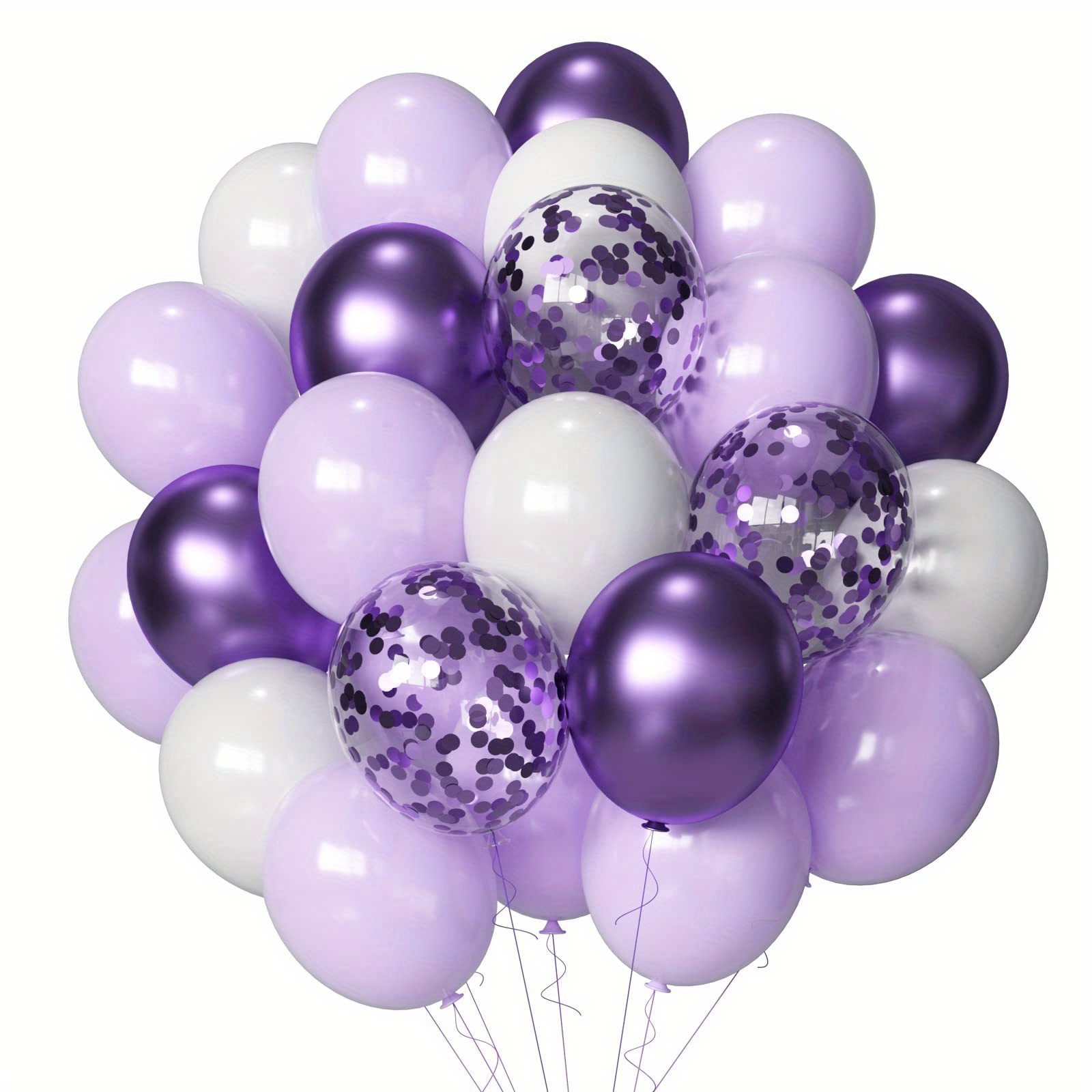 Lavender White Pearl Metallic Balloons With Gold Confetti - Temu