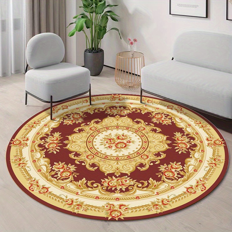 Retro Flowers Large Area Circular Carpet