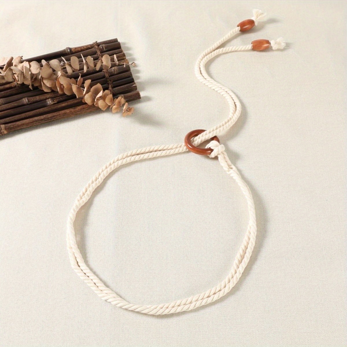 Braided Rope Belt Beige