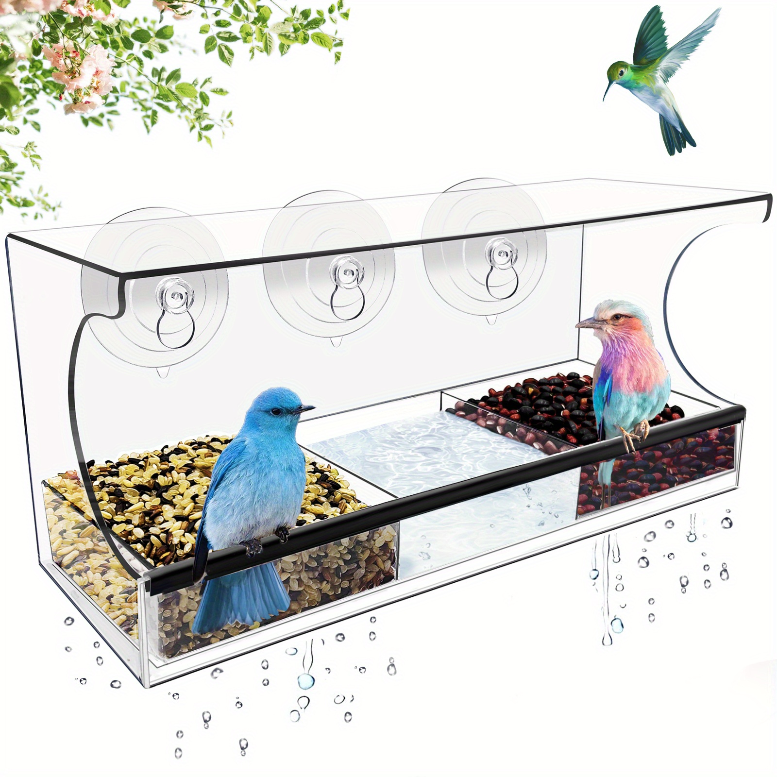Window Bird Feeder, Clear Window Bird Feeders with Strong Suction Cups, Bird  House for Outside Wild Birds