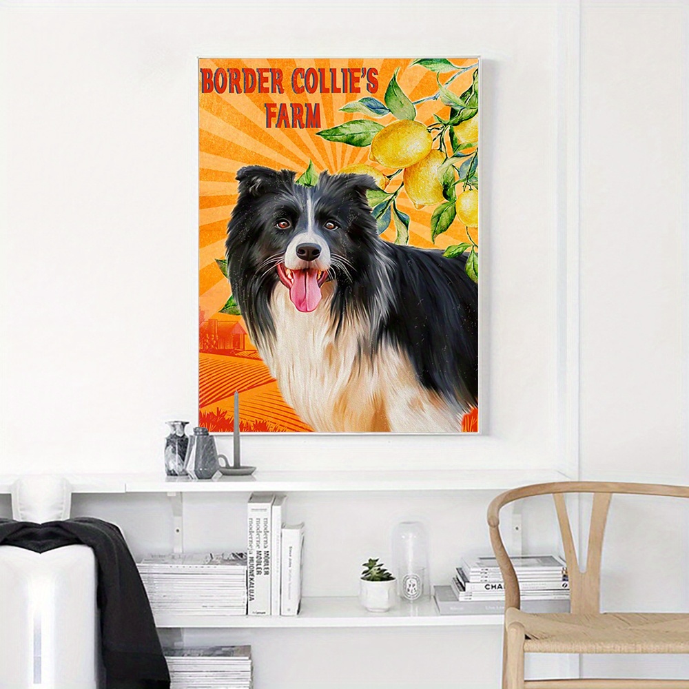 1pc Art Canvas Poster Border Collies Farm Painting On Canvas Under The Lemon Tree Border Collie