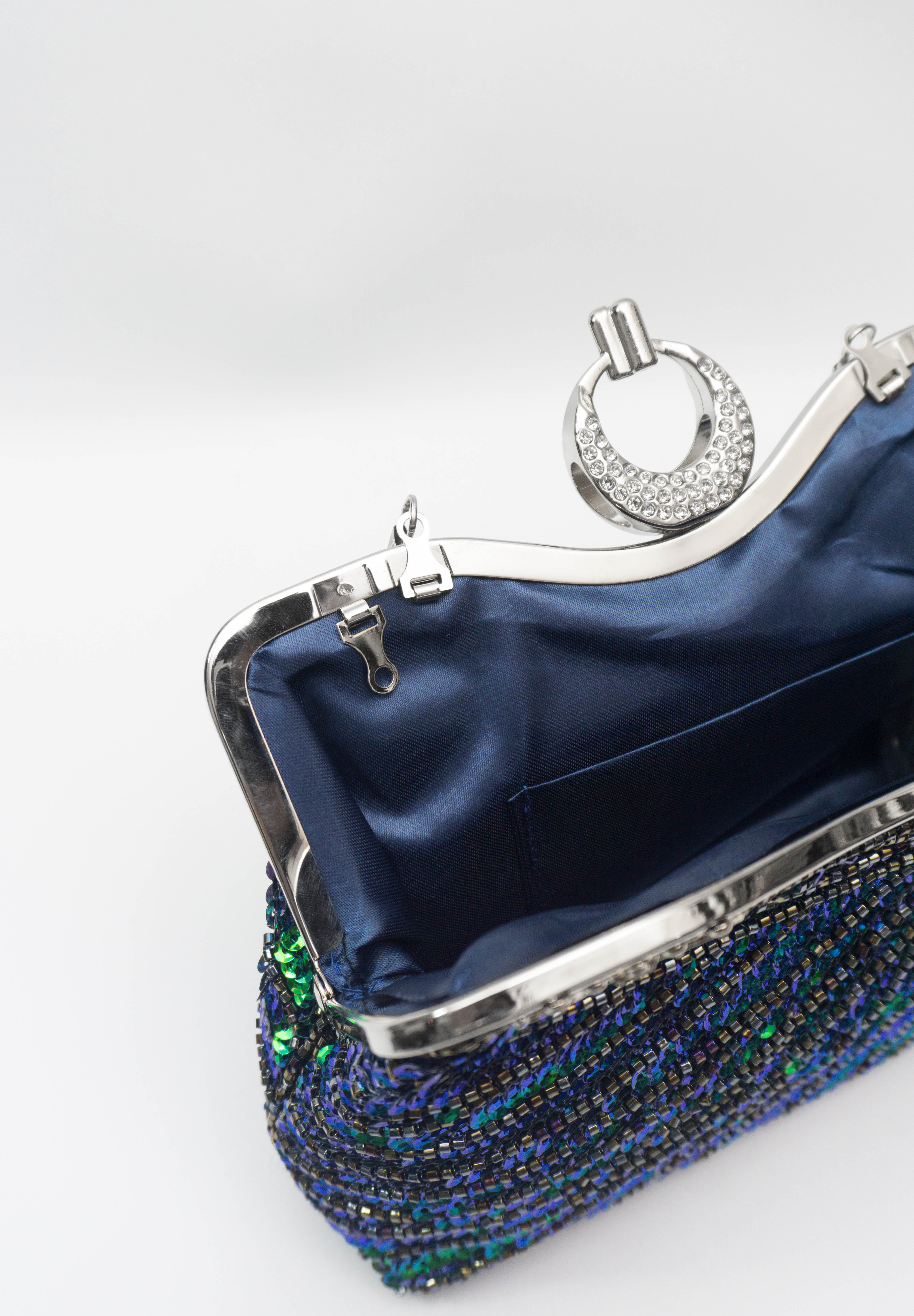 Abendtasche Clutch Tasche Abendtasche Blau Glitzer Elegante Quadratische  Handtasche, Glänzende Abendtasche Mit Abnehmbarem Kettchen, Quaste,