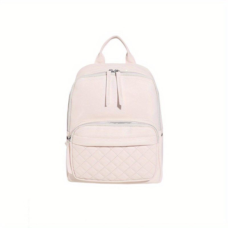 Argyle Quilted Backpack PU Leather Schoolbag Work & Travel