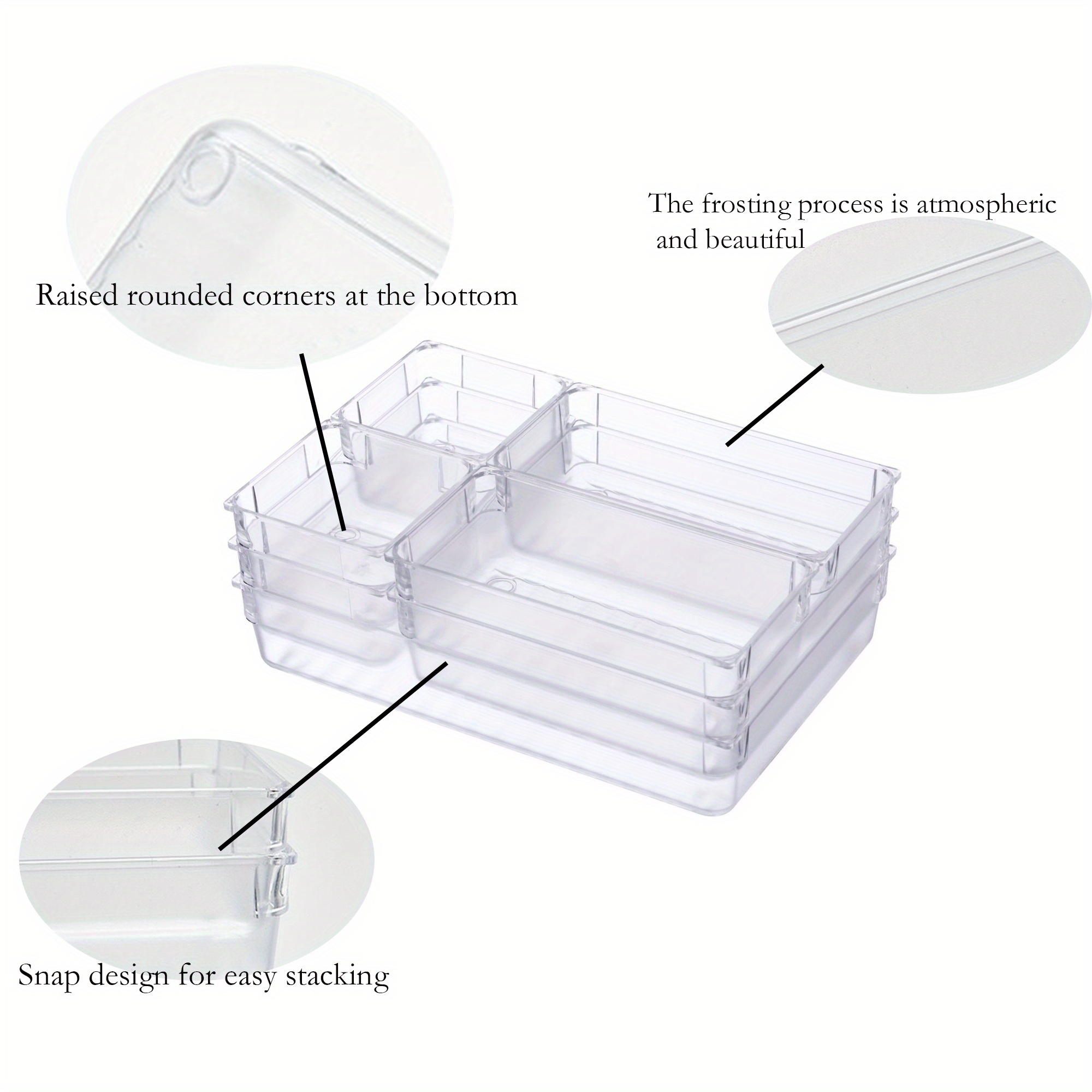 Drawer Organizer Set Versatile Clear Plastic Trays Bins Temu