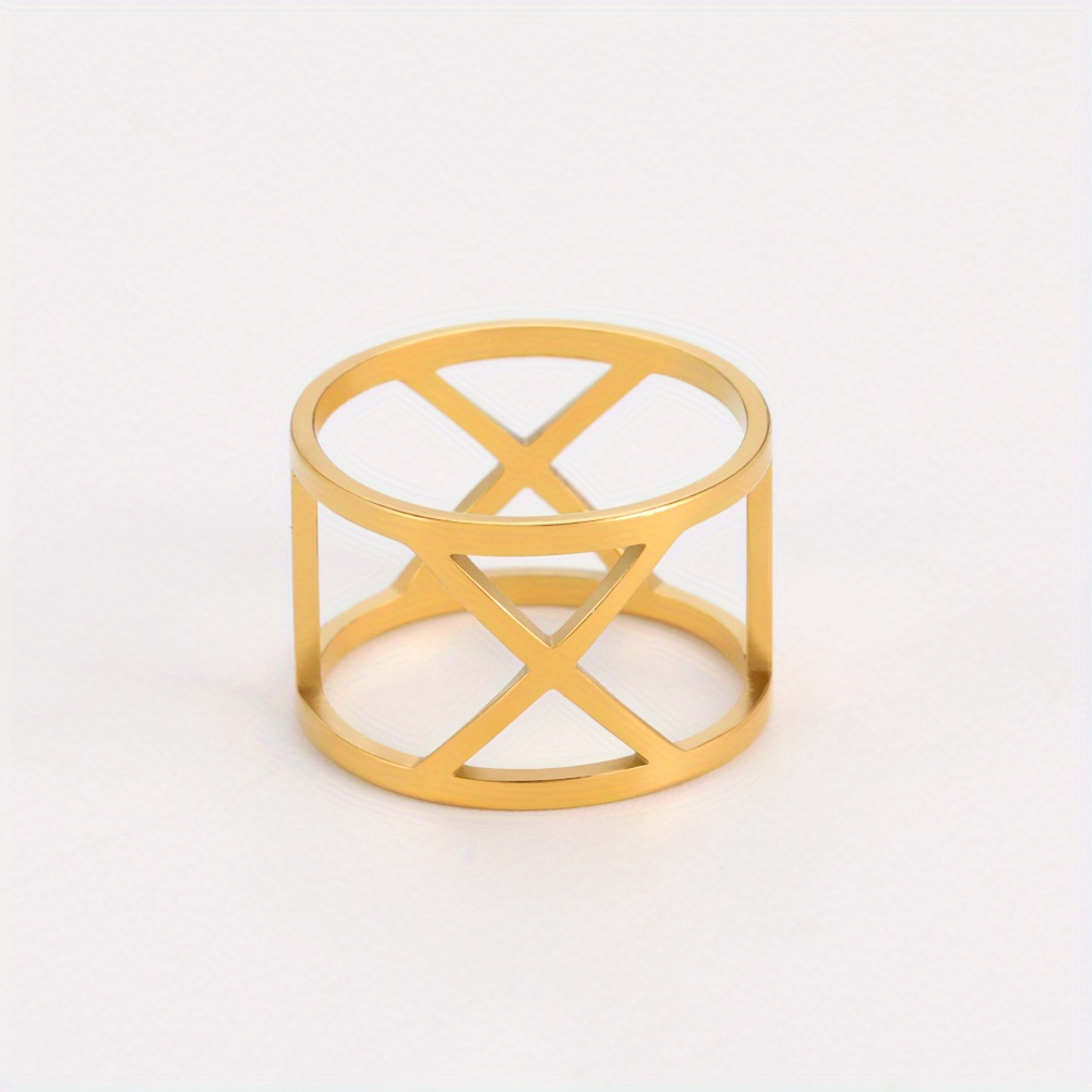 Vintage Geometric Pattern Stainless Steel Ring For Men