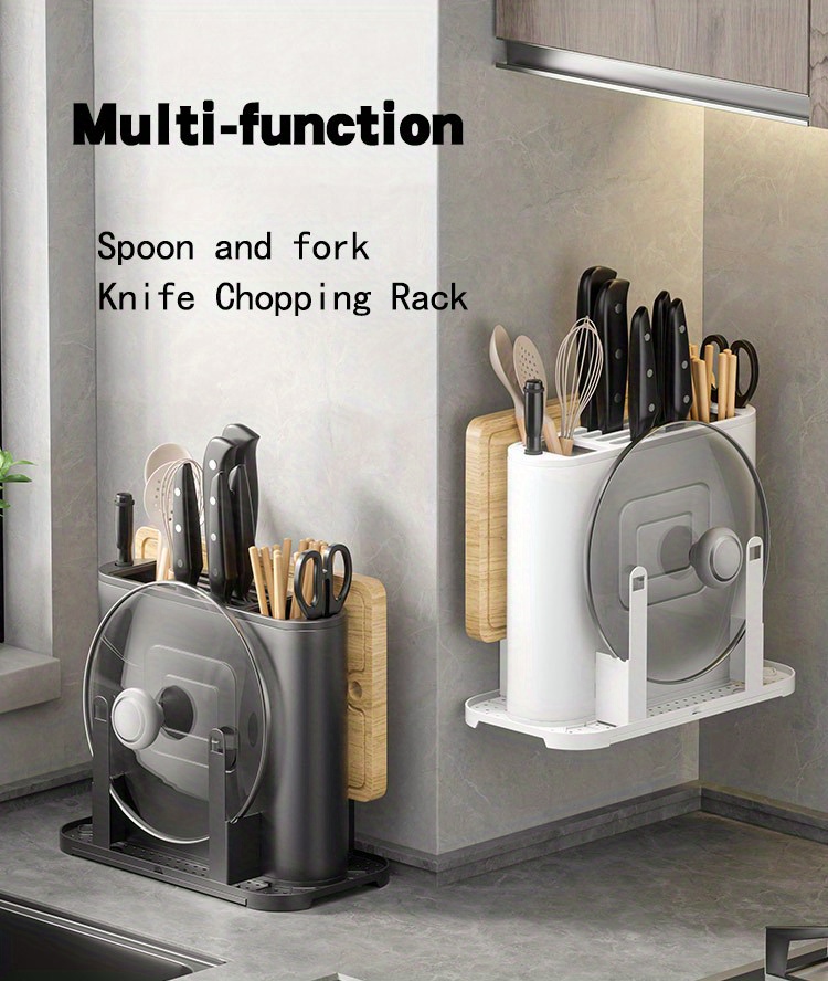 1pc dual use wall mounted knife block with chopstick holder and cutting board holder organize your kitchen essentials with ease details 0