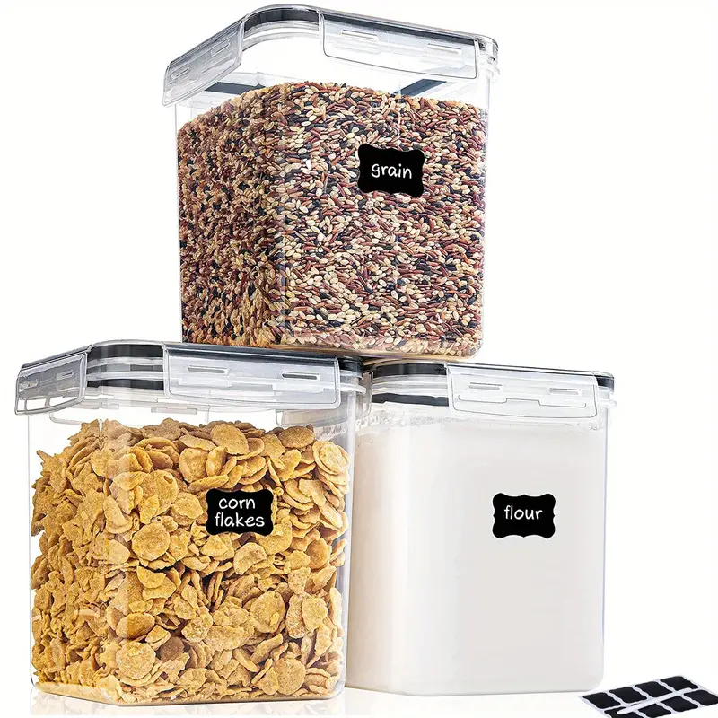 Medium Airtight Food Storage Containers With Lids, Bpa Free Plastic Kitchen  Pantry Canisters For Flour,sugar,dry Food- With Lables - Temu