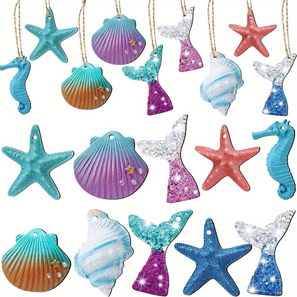 Starfish 3 Colorful Starfish Dangle Ornament with Seashells 5-6 Starfish  Christmas Ornaments for Tree - Nautical Crush Trading