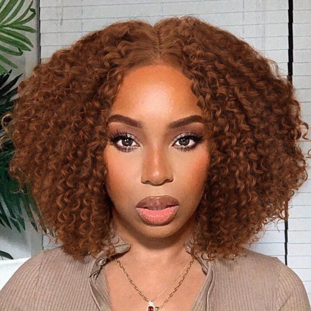 Lace Front Short Afro Wigs Synthetic Fiber Temu