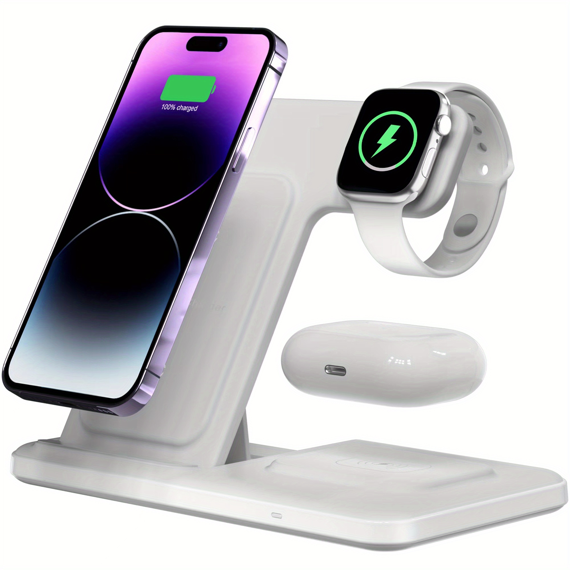 3 In 1 Foldable Wireless Charger, Fast Wireless Charging Station For IPhone  15/14/13/12/11/Pro/Max/Mini/8/Plus/X/XR/XS/X/SE, For IWatch  Ultra/Ultra2/9/8/7/6/5/4/3/2/1 /SE, For Airpods 3/2/Pro/Pro2