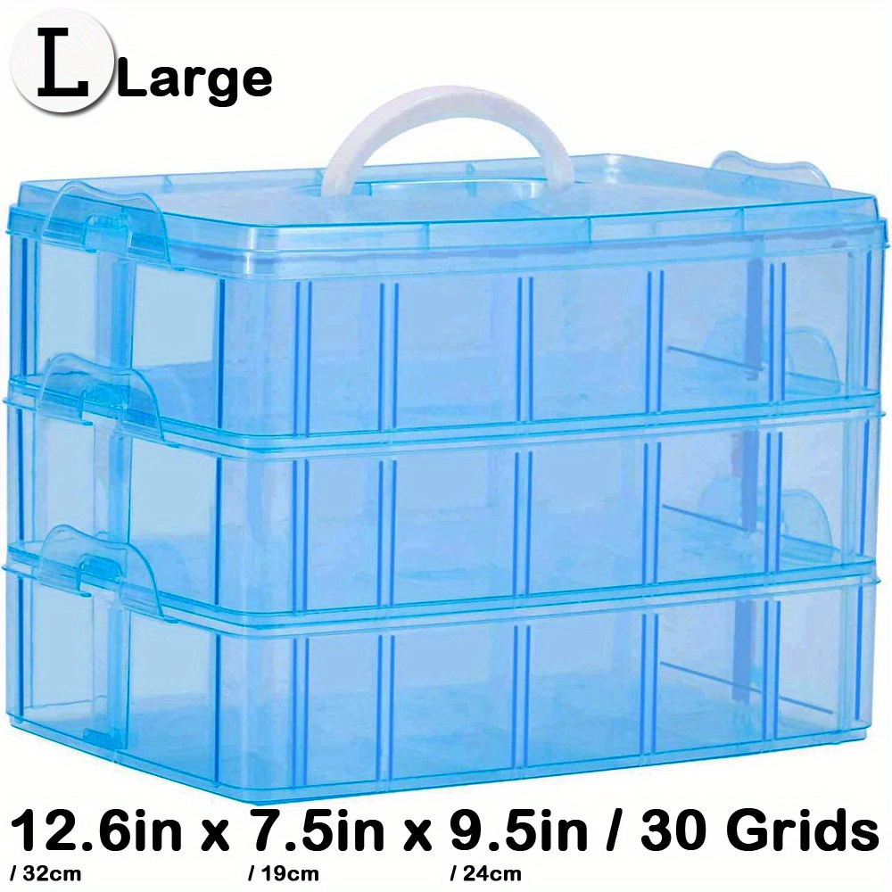 3 Layers 18 Compartments Clear Storage Box Container Jewelry Bead Organizer  Case