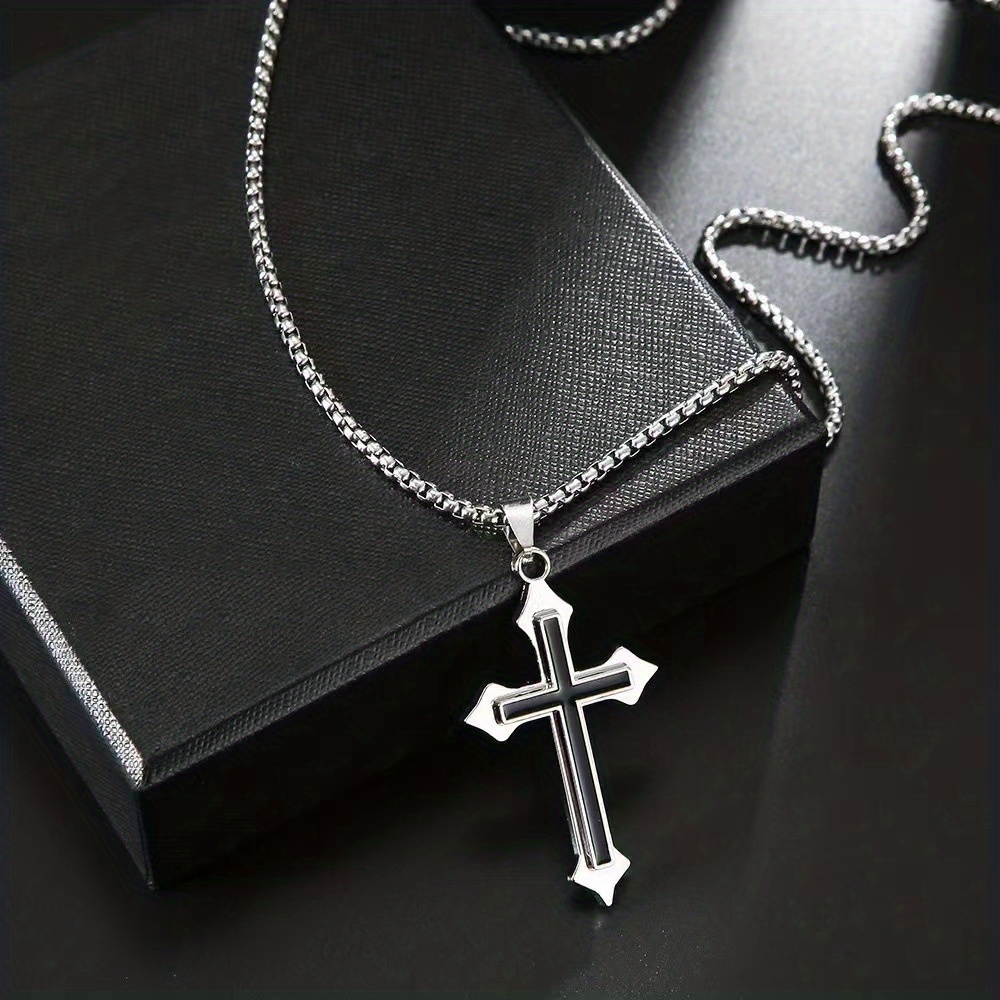 3pc Stainless Steel Blessed Cross Pendant Necklace Faith Letter