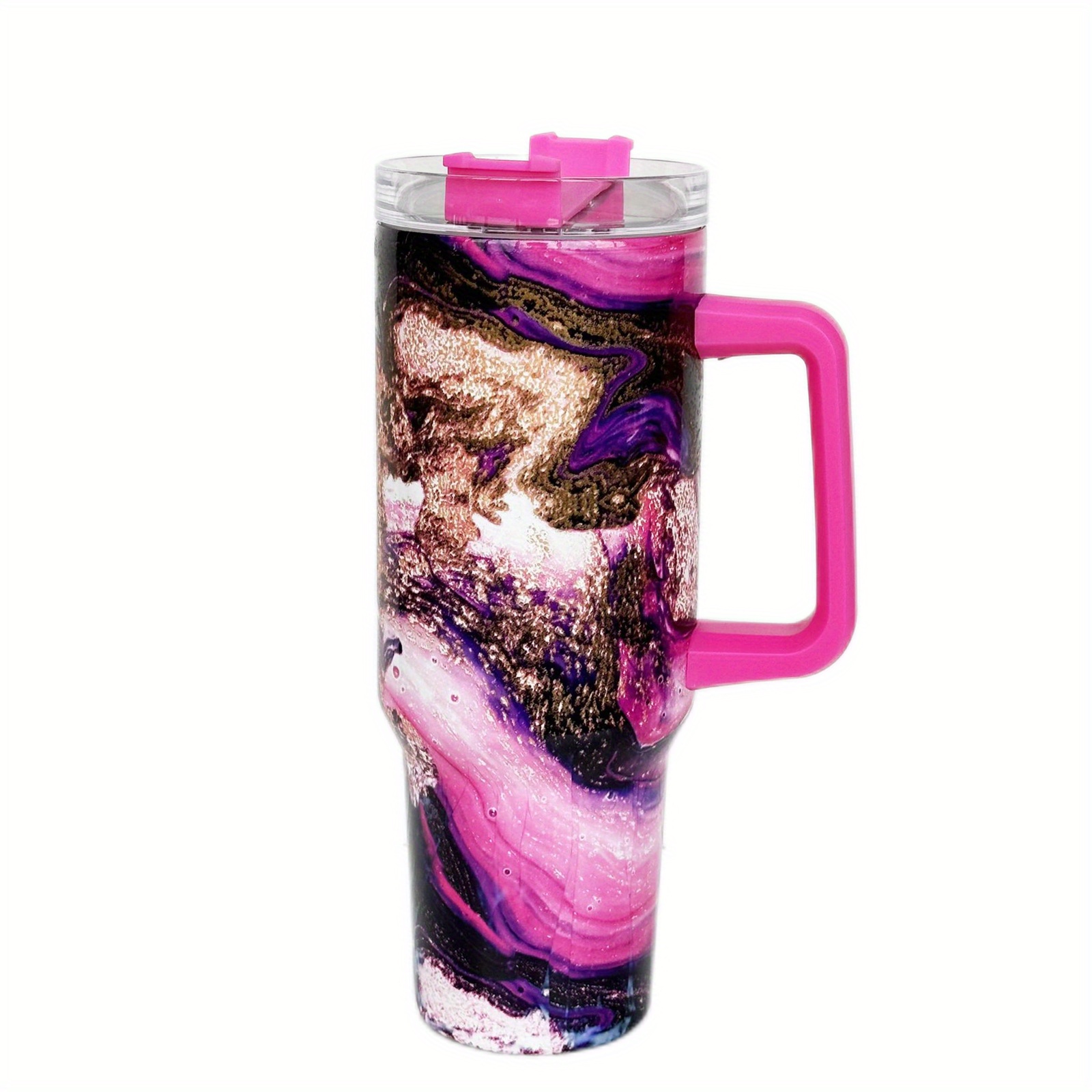 Purple Floral Tumbler 40oz Tumbler with handle drinkware-with straw -w –  Berry Blossom Fashion