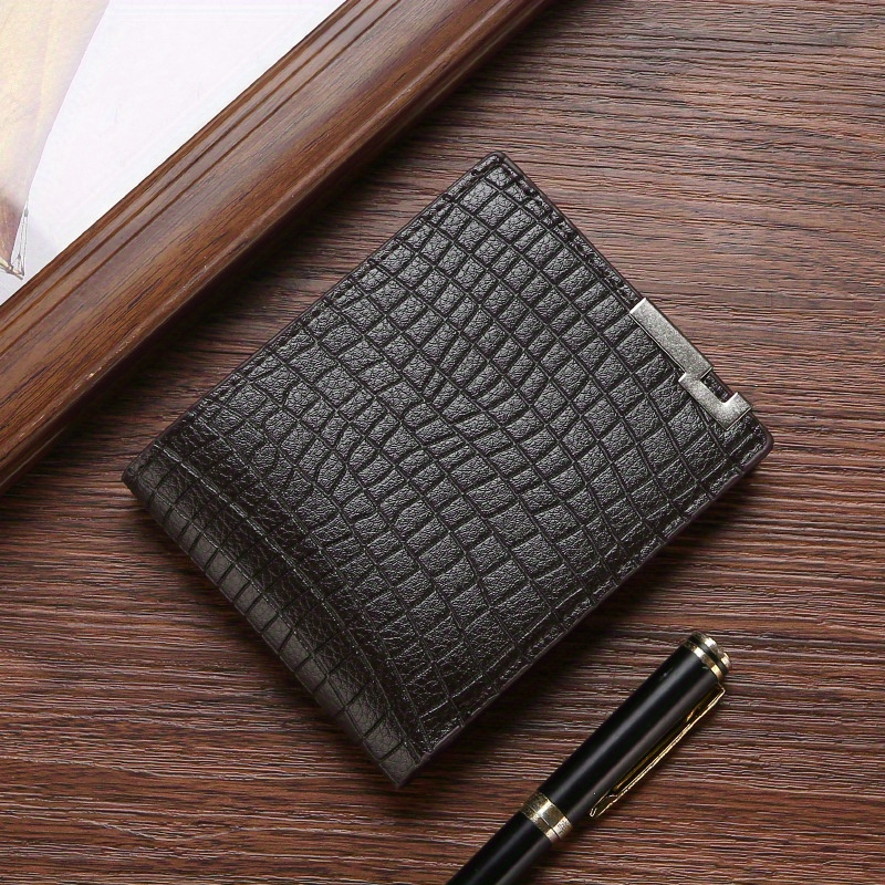 Men's Wallet Short Money Clip, Fashion Multi-card Lychee Pattern Horizontal  Splicing Leather Clip - Temu