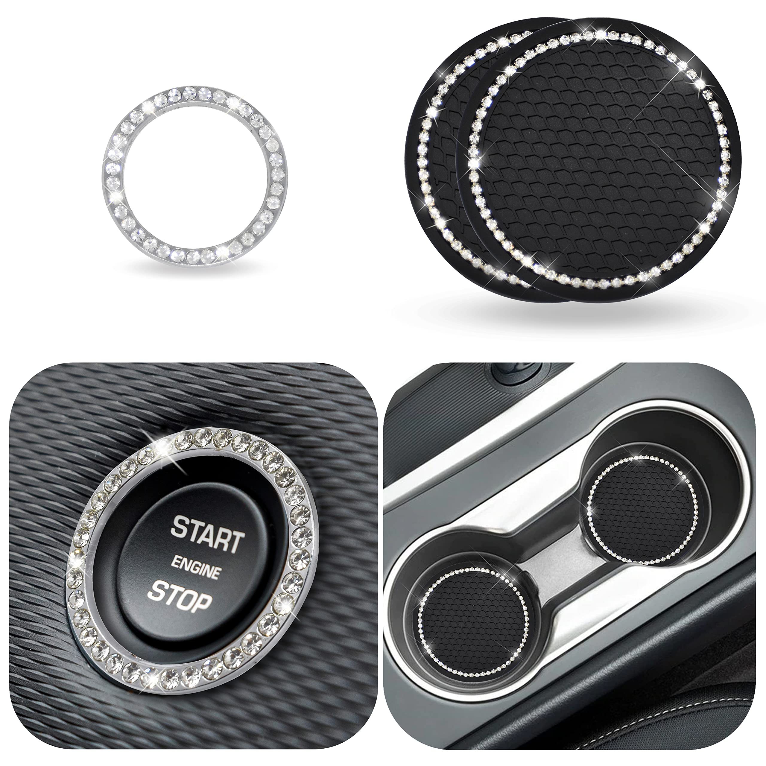2pcs Bling Car Coasters for Cup Holder,Universal Vehicle Cup Holder Coaster,2.75