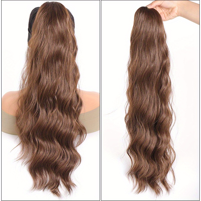 24-Inch Long Water Wave Drawstring Ponytail Synthetic Hair Extensions