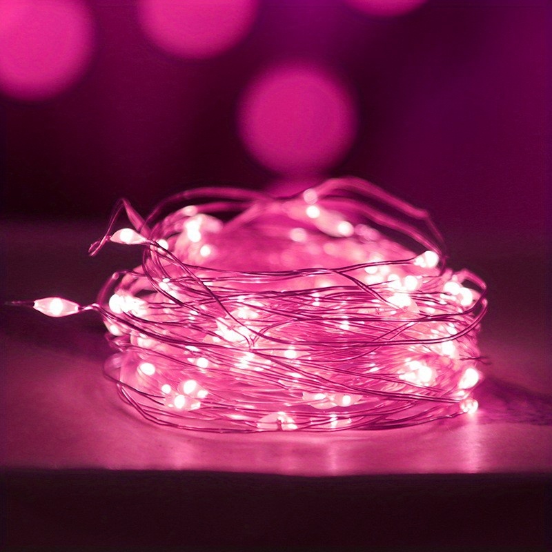 1pc 10/20/30/50/100 LED Copper Wire String Lights With Battery Box  Decorative Lamp String Atmosphere Lighting String For Home Outdoor Holiday  Party Festival Decoration(Warm/White/Muliticlor/Blue/Green/Pink/Purple)