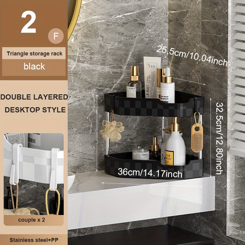 Brushed Golden Black White Bathroom Storage Rack Modern - Temu