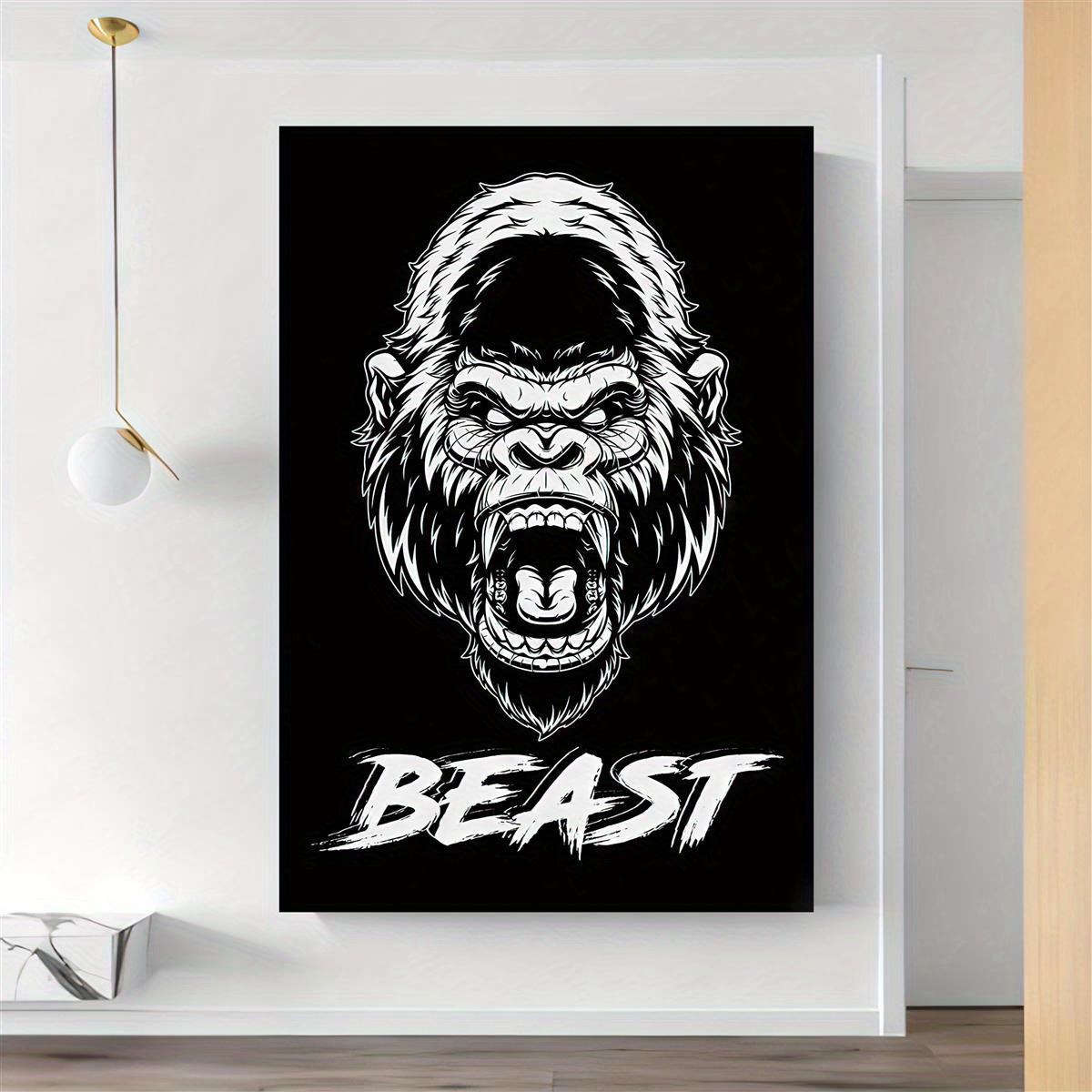 Canvas Paindting, Gorilla Beast Banner, Home Gym Decor, Large