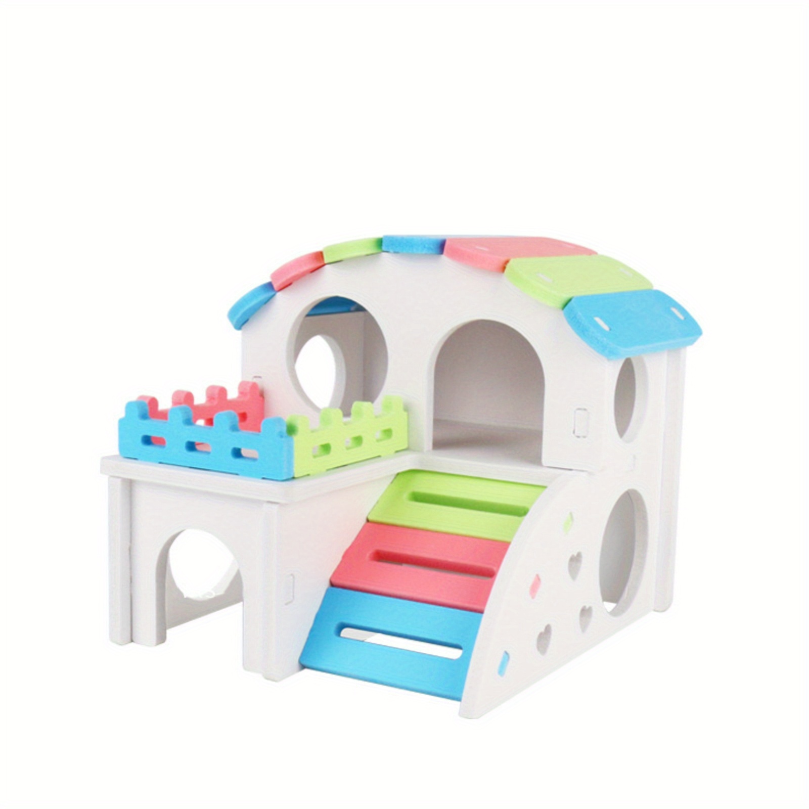 Skylety Juguetes divertidos para hámster de 3 piezas, incluye casa de  hámster de PVC, puente arcoíris, juguete de balancín de hámster, juguetes  de