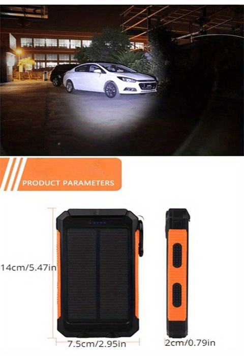 solar power bank 20000mah solar charger portable charger external battery pack usb c input output port waterproof solar panel charger with dual led flashlights for ios android and outdoor camping details 3