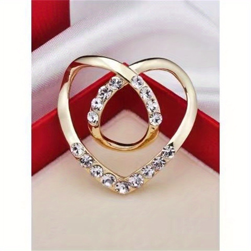 Heart Shape Alloy Scarf Buckle Inlaid Rhinestone Faux Pearl - Temu