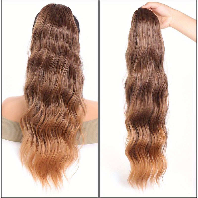 24-Inch Long Water Wave Drawstring Ponytail Synthetic Hair Extensions