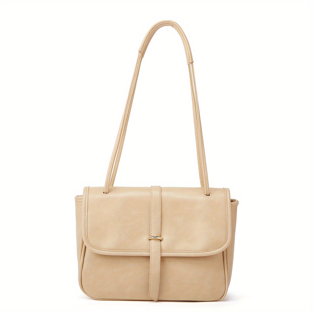 Vintage Square Flap Crossbody Bag Retro PU Leather Shoulder Bag