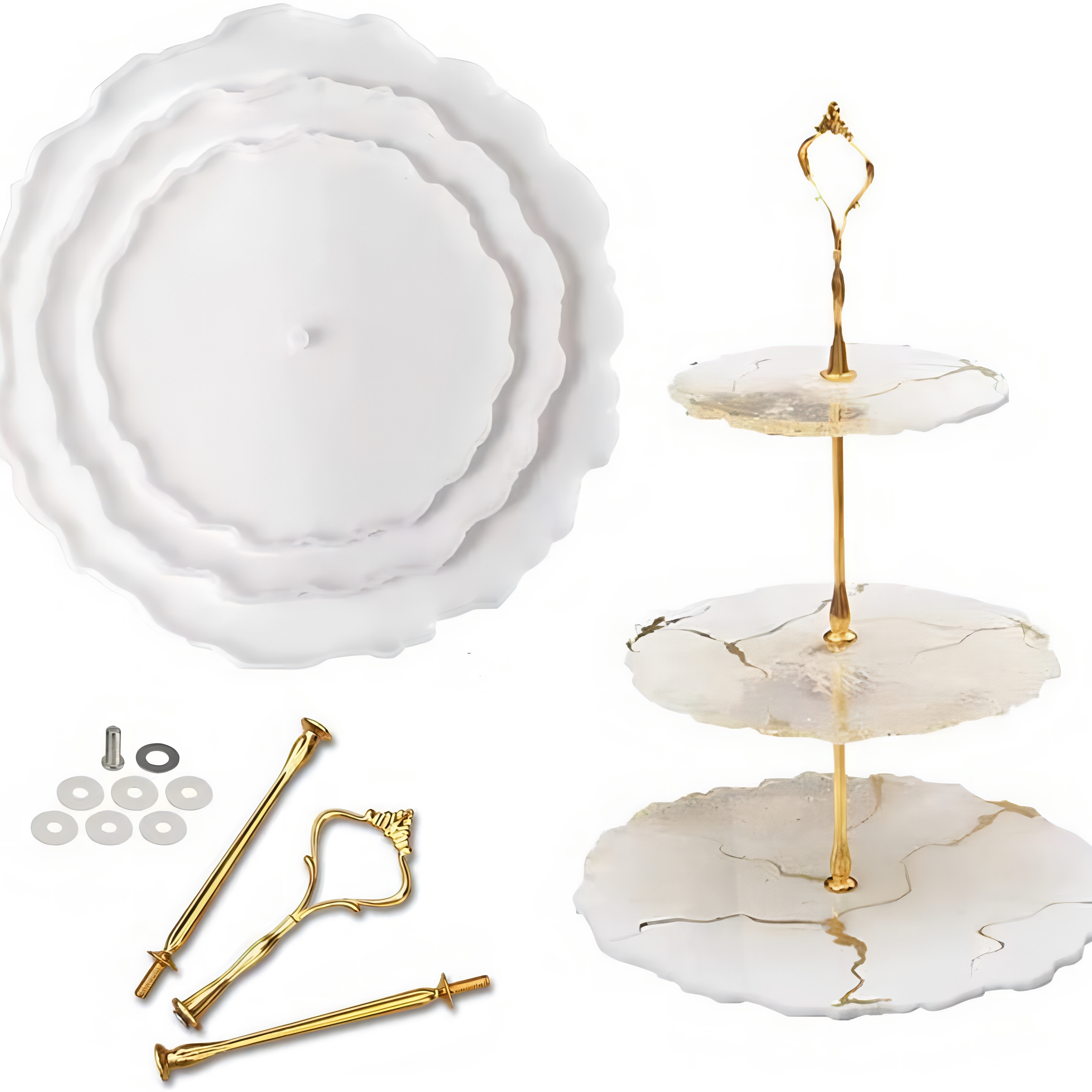 3-layer Resin Mold, Resin Storage Rack Mold, Epoxy Resin Layered Tray Mold, Resin Silicone Casting Mold, With Hardware Accessories, For Making Paper Stands.