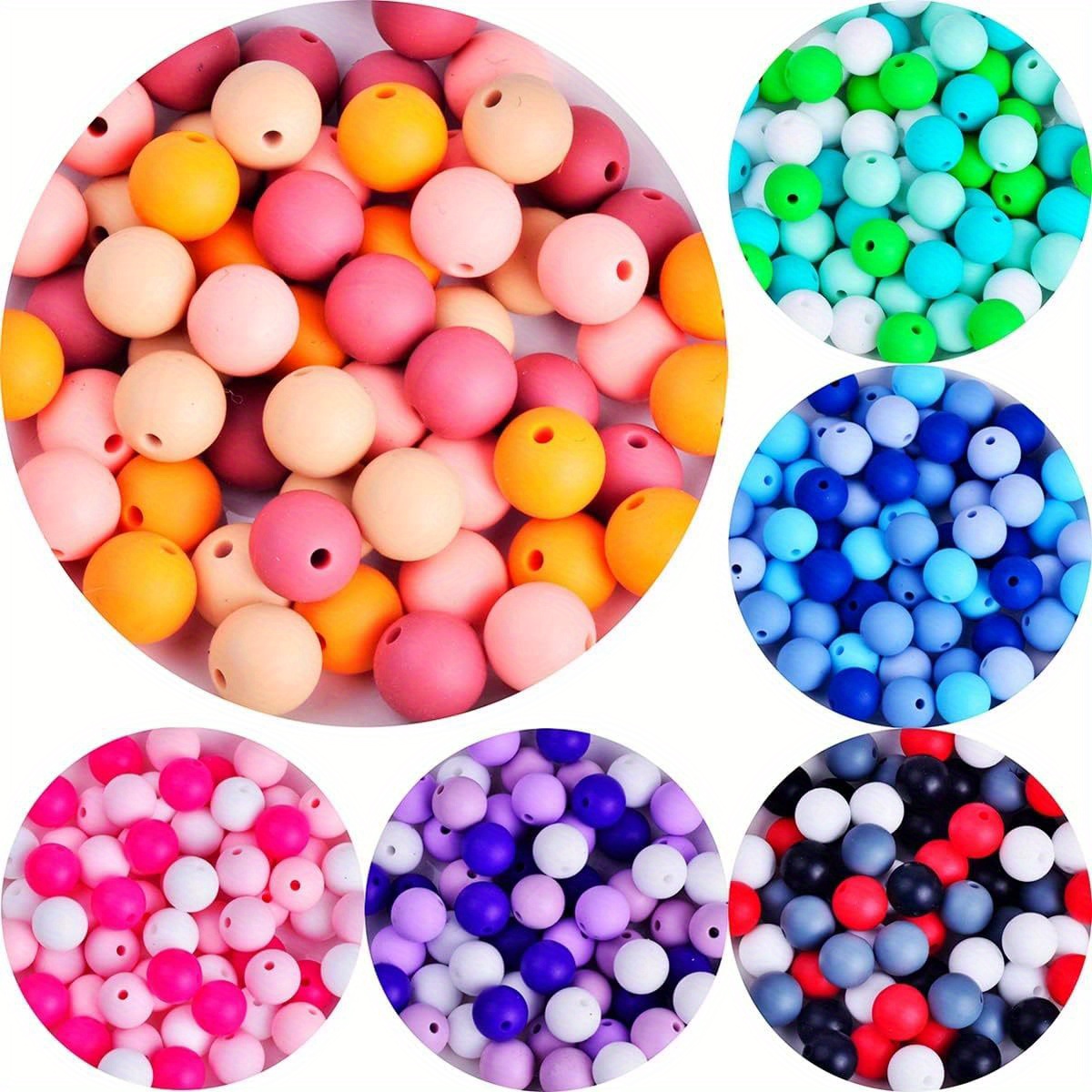 Silicone Beads for Keychain Making 15mm Rubber Beads Bulk DIY Necklace  Jewelry Beads Handmade Crafts - Mix Set 50 PCS