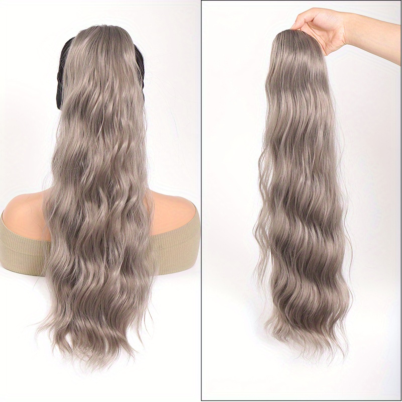 24-Inch Long Water Wave Drawstring Ponytail Synthetic Hair Extensions