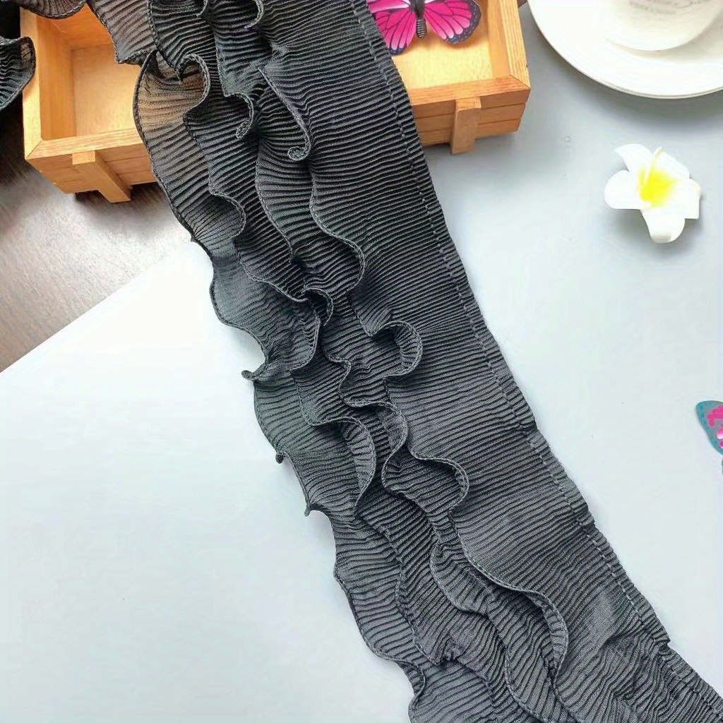 Gathered Ribbon, Ribbon stitched onto Elastic, 1 1/8 wide