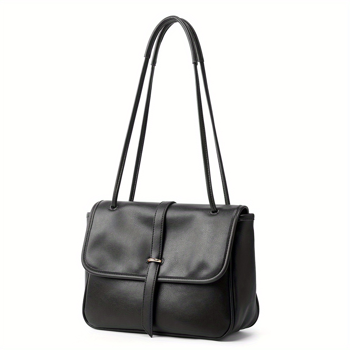 Vintage Square Flap Crossbody Bag Retro PU Leather Shoulder Bag