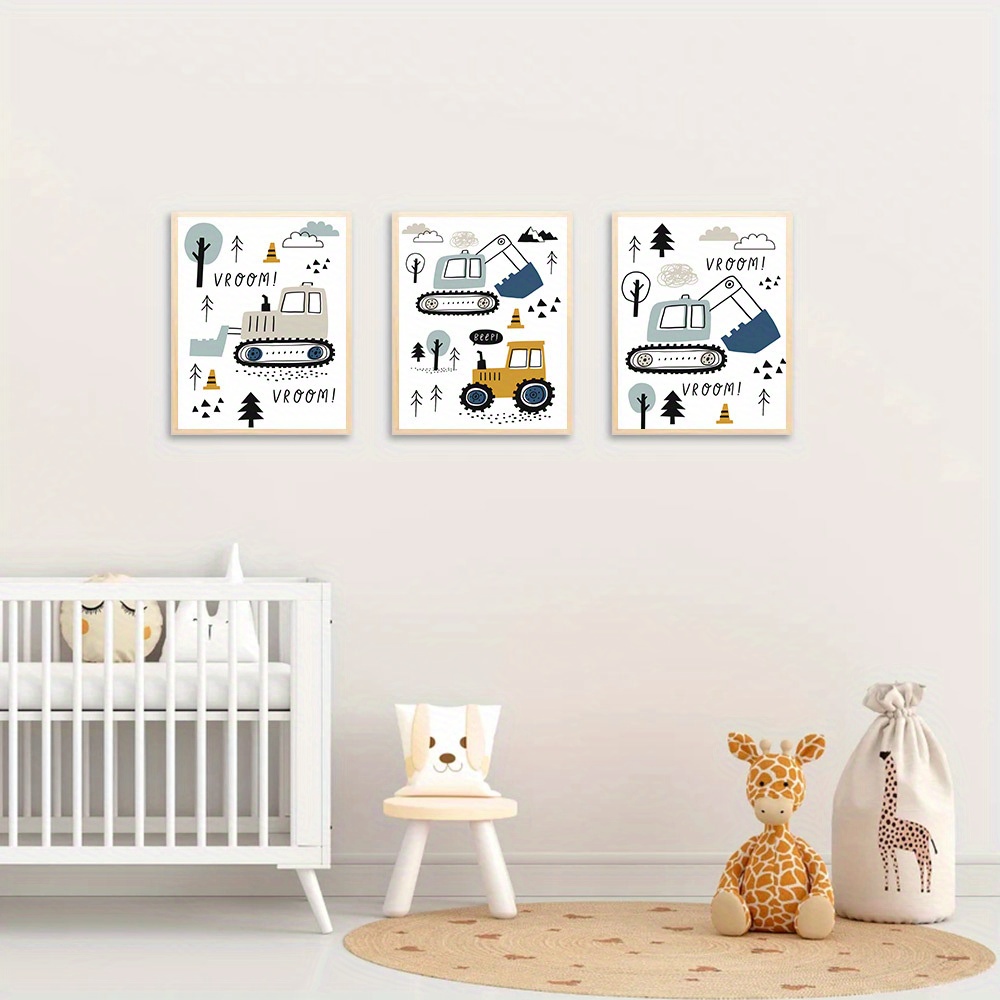 Engineering Wall Art Toy Car Canvas Painting Excavator Hook Temu New