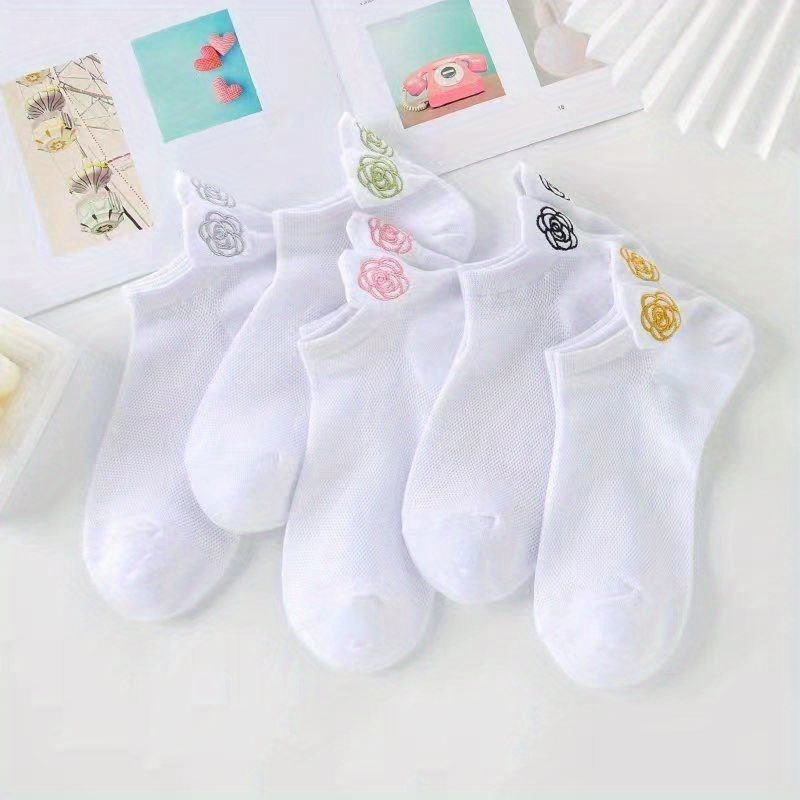 Floral Embroidery Toeless Socks Romantic Cut Strappy Socks - Temu