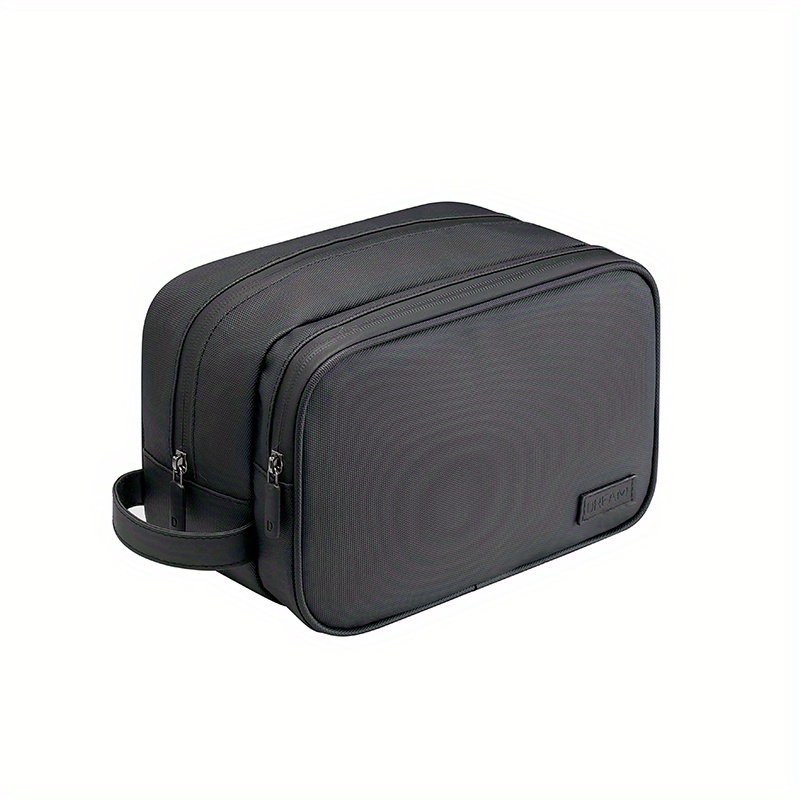 Rigid leather cosmetic bag - Black