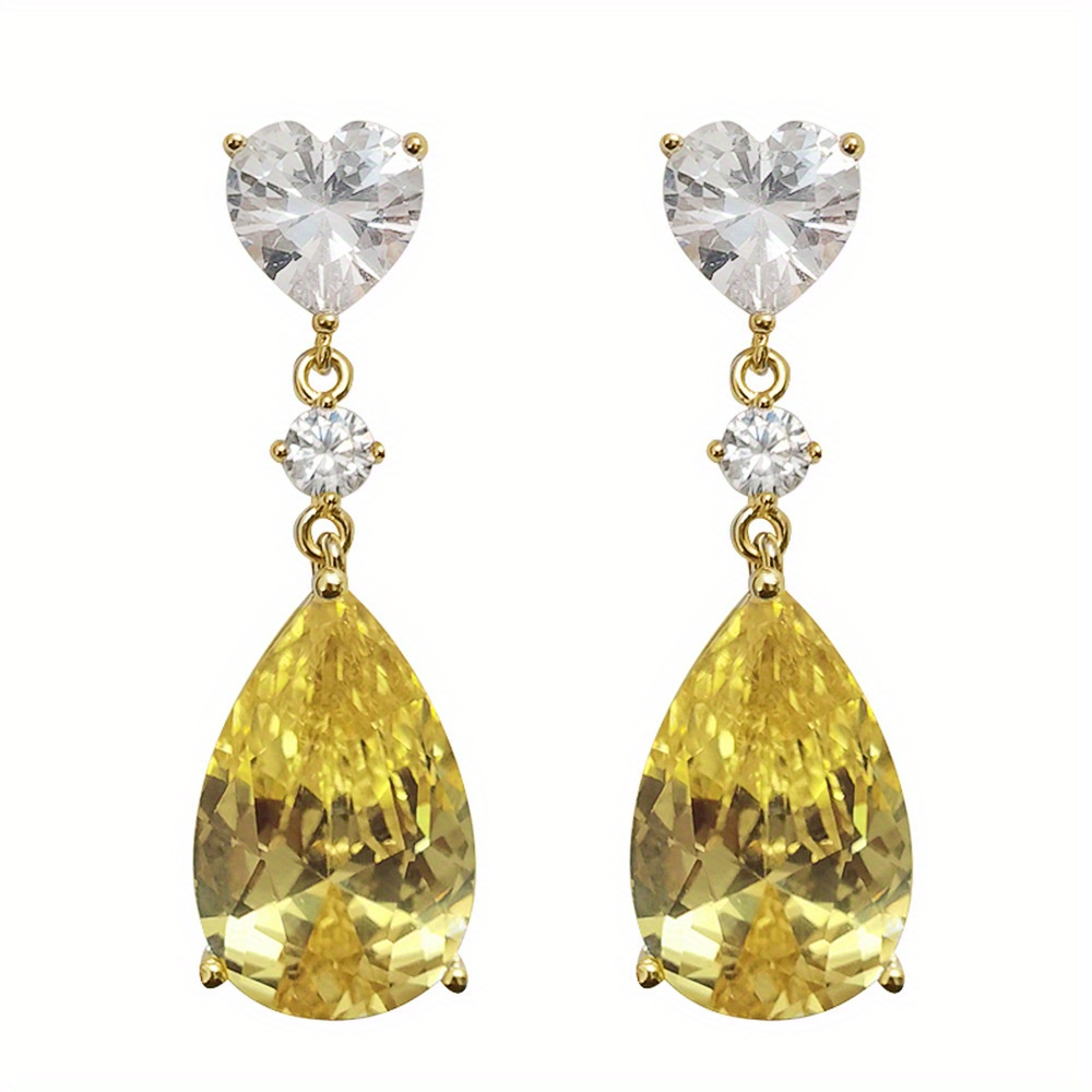 Image of Light Luxury Versatile Design Earrings Water Drop Shape Synthetic Synthetic Zirconia Women's Studs Fashionable And Elegant Women's Ear Ornaments Heart Shaped Accessories Elegant Women's Ear Ornaments