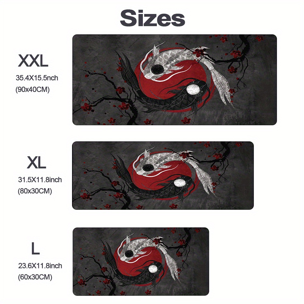 Koi Fish Big Anime Mouse Pad Kawaii Game Mouse Pad Xl Lock Temu