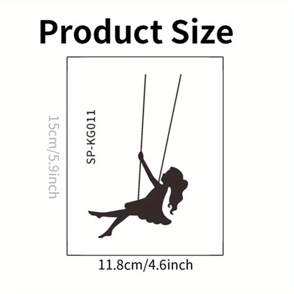 1pc Girl Swing Wall Decal, Plastic Self-adhesive Switch Sticker, , Detachable, For Bedroom & Living Room Decor