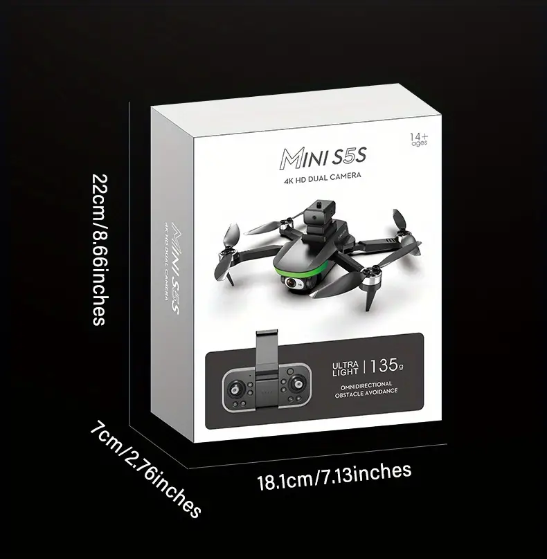 ls s5s brushless foldable drone with dual camera hd fpv obstacle avoidance 90 ajustable lens 360 flip optical flow positioning includes carrying case gift for boys and girls details 26