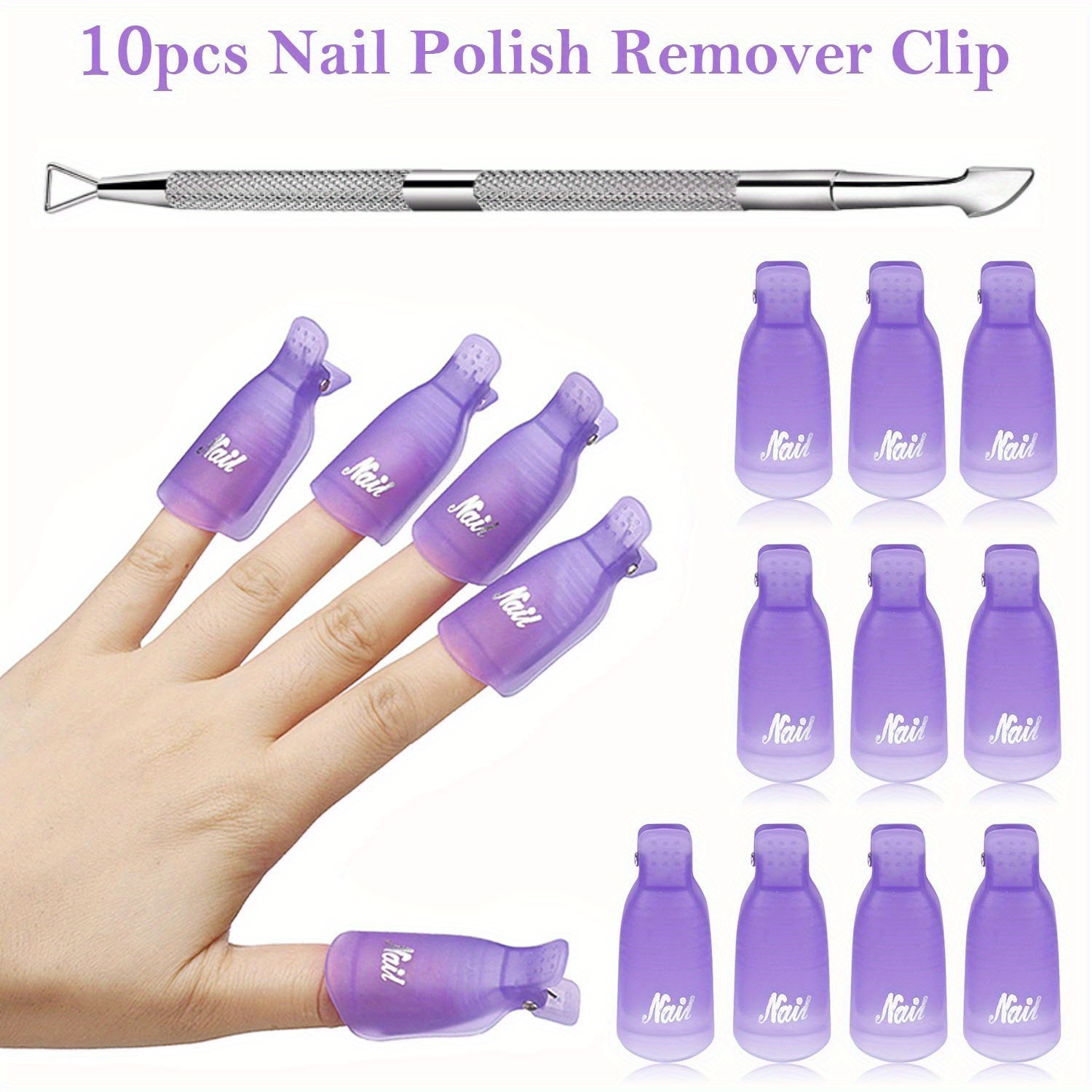 Gel Nail Polish Remover Clips Kit Double Ended Metal Cuticle - Temu