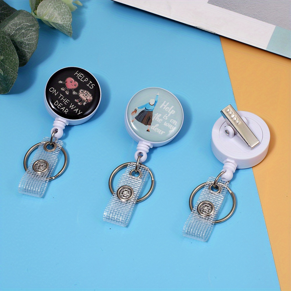 2pcs Badge Reel Retractable With Alligator Clip Funny Nurse Badge Holder  Help Is On The Way Dear, For RN Nursing Doctor Office Worker Teacher Student