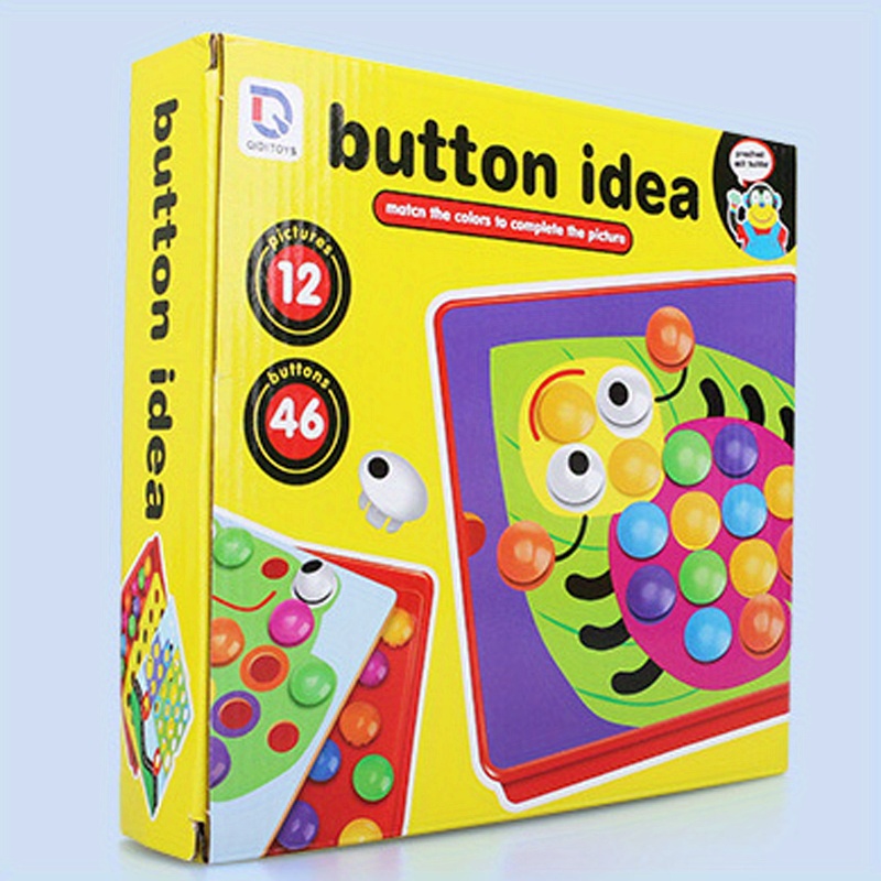 Button Art Toys Crafts for Toddler Activities Game Peg Board