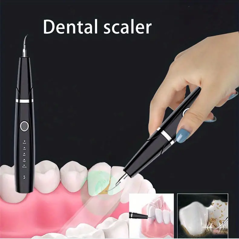 1pc tartar removal for teeth 5 gears adjustment tooth cleaner with led light with stainless steel magnifying oral mirror rechargeable dental cleaning kit 2 replaceable heads type c charging great gift for family and friends details 4