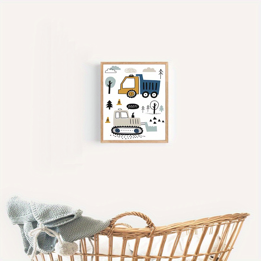 Engineering Wall Art Toy Car Canvas Painting Excavator Hook Temu New