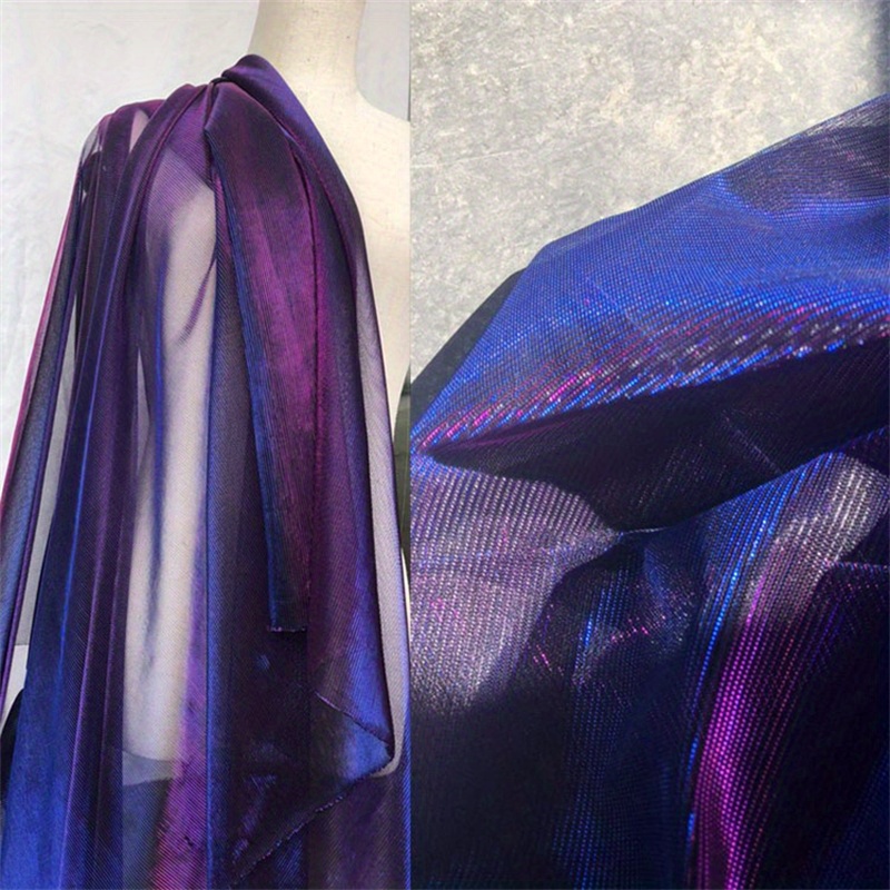 1pc Purple Shiny Laser Illusion Hollow-out Party Mesh Yulle Lace Fabric French High Quality Fabric